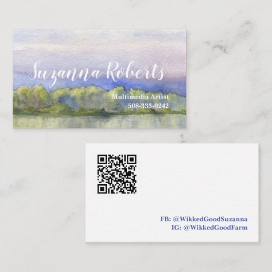 Waterverf Landschap QR Visitekaartje (Voorkant / Achterkant)