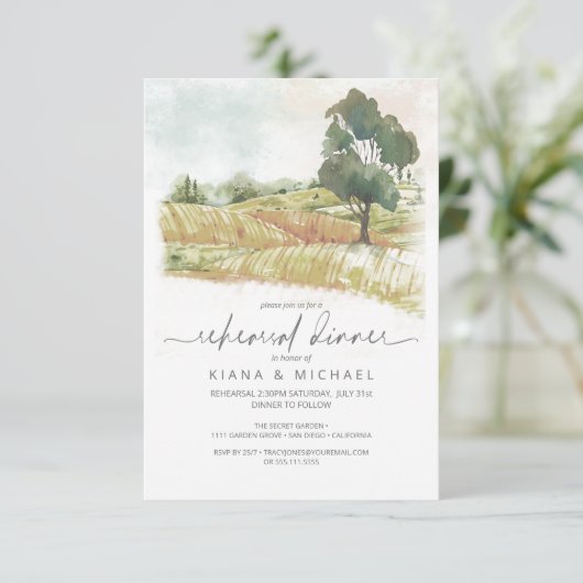 Waterverf Landschap repetitie Dinner Green ID786 Kaart (Staand voorkant)