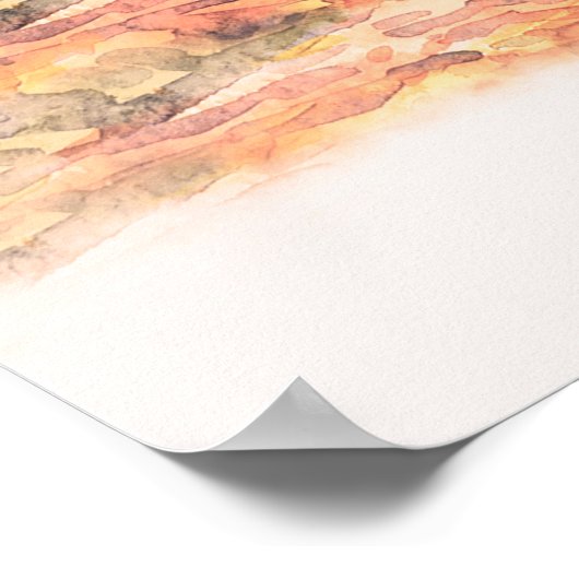 Waterverf, landschap, roze rode bloem, van W Poster (Hoek)