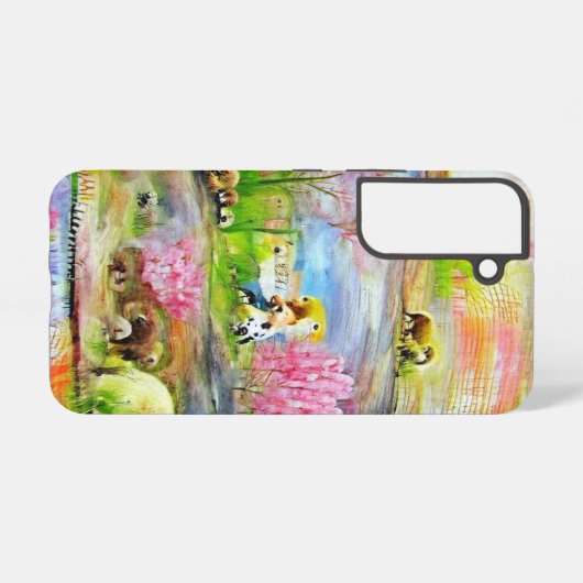 Waterverf landschap samsung galaxy hoesje (Achterkant horizontaal)