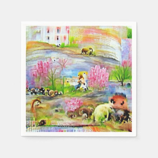 Waterverf landschap servet (Voorkant)