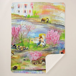 Waterverf landschap sherpa deken