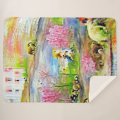 Waterverf landschap sherpa deken (Voorkant (horizontaal))