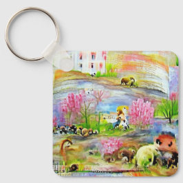 Waterverf landschap sleutelhanger