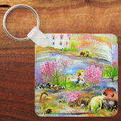 Waterverf landschap sleutelhanger (Voorkant)