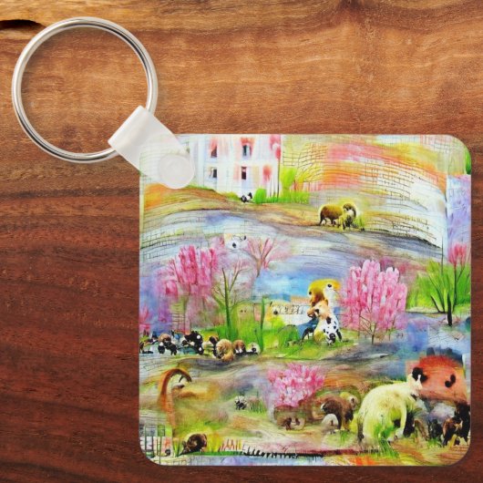 Waterverf landschap sleutelhanger (Voorkant)