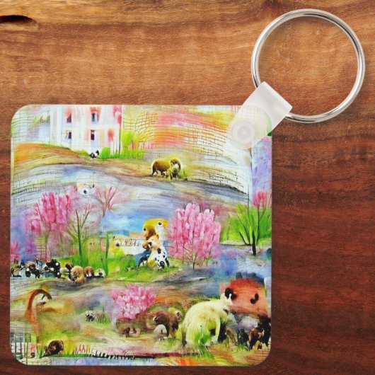 Waterverf landschap sleutelhanger (Achterkant)