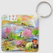 Waterverf landschap sleutelhanger (Achterkant)