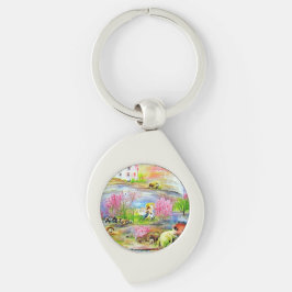 Waterverf landschap sleutelhanger