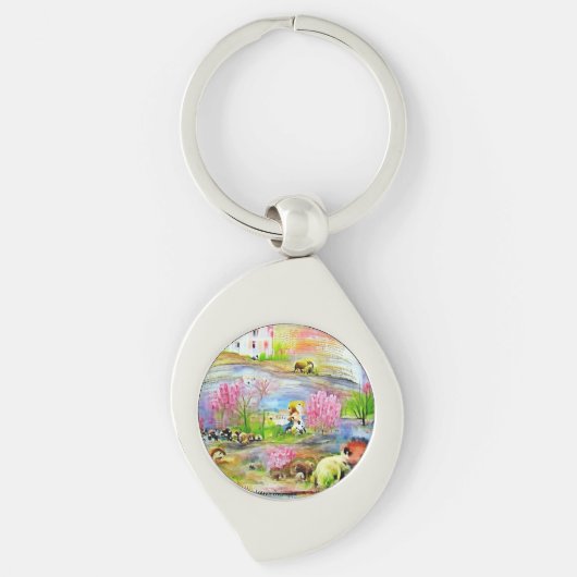 Waterverf landschap sleutelhanger (Voorkant)