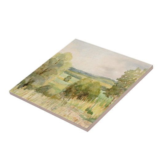 Waterverf landschap tegeltje (Zijkant)