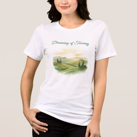 Waterverf Landschap Toscane Italië Tri-Blend Shirt (Voorkant)