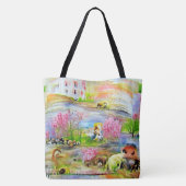 Waterverf landschap tote bag (Achterkant)