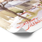 Waterverf landschap van Athene, Griekenland. Kunst Poster (Hoek)