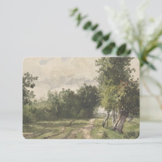 Waterverf Landschap van Pad - Constant Troyon Bedankkaart (Staand voorkant)