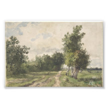 Waterverf Landschap van Pad - Constant Troyon