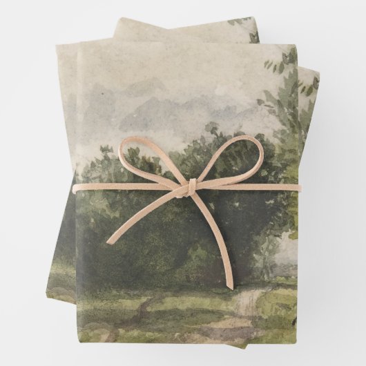 Waterverf Landschap van Pad - Constant Troyon Inpakpapier Vel (In situ)