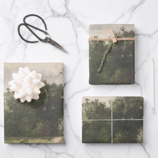 Waterverf Landschap van Pad - Constant Troyon Inpakpapier Vel (Voorkant)