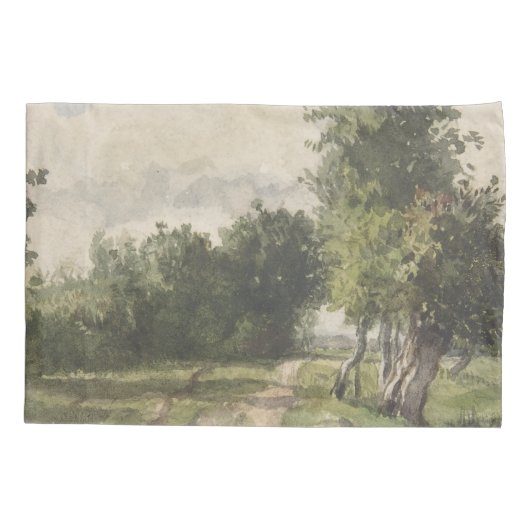 Waterverf Landschap van Pad - Constant Troyon Kussensloop (Achterkant)
