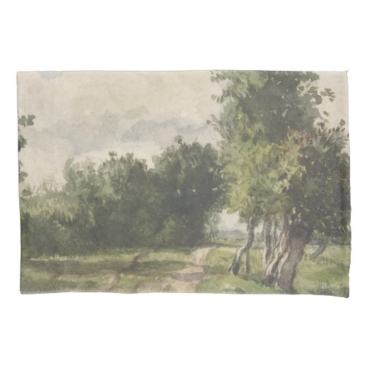 Waterverf Landschap van Pad - Constant Troyon Kussensloop (Voorkant)