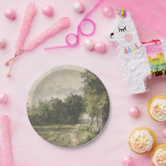 Waterverf Landschap van Pad - Constant Troyon Papieren Bordje (Feest)