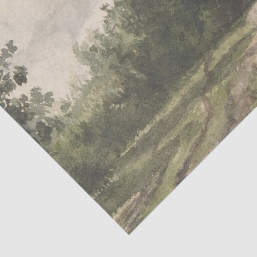 Waterverf Landschap van Pad - Constant Troyon Tissuepapier (Detail)