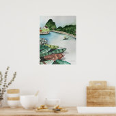 Waterverf landschap, Vietnam, Tam Coc Poster Flye (Keuken)