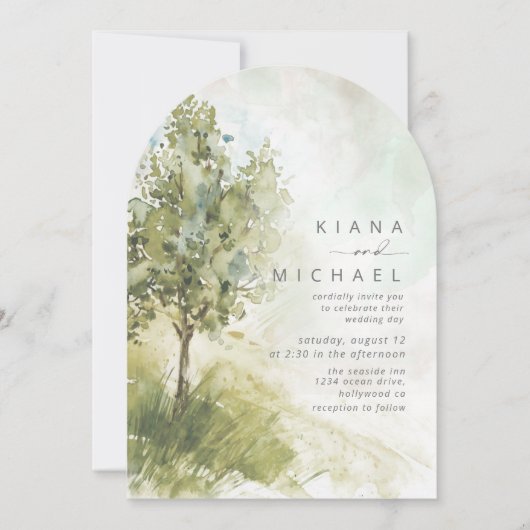 Waterverf Landschap Wedding Sage Green Arch ID786 Kaart (Voorkant)