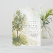 Waterverf Landschap Wedding Sage Green Arch ID786 Kaart (Staand voorkant)