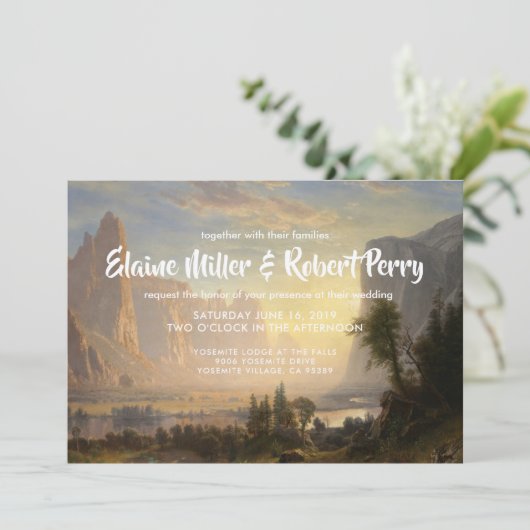Waterverf Landschap Yosemite Weddenschap Kaart (Staand voorkant)