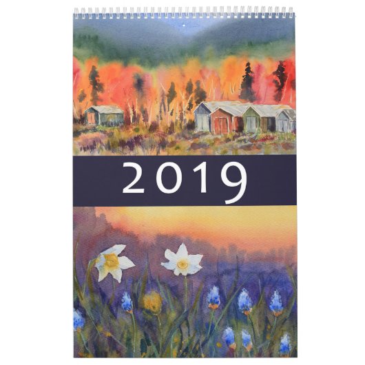 Waterverf landschappen van 2019 wandkalender kalender (Hoes)