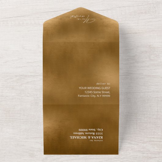 Waterverf Landschapsbruiloft All Autumn Gold ID786 All In One Uitnodiging (Buitenkant)