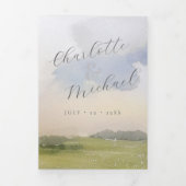 waterverf landschapsbruiloft drieluik uitnodiging (Cover)