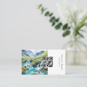 Waterverf Landschapsfotografie I Fotografie QR Cod Visitekaartje (Staand voorkant)