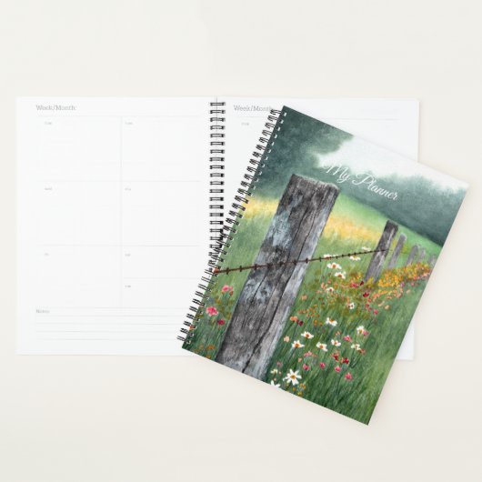 Waterverf landschapskunst met bloemen, planner (Display)