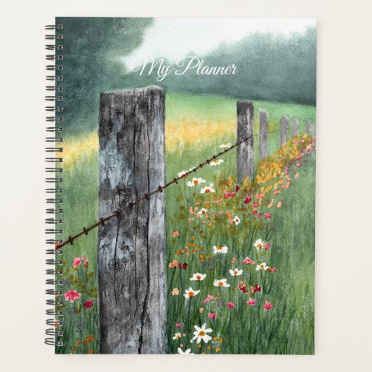 Waterverf landschapskunst met bloemen, planner (Voorkant)