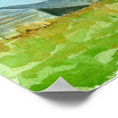 Waterverf landschapskunst van de Rode Barn Poster (Hoek)