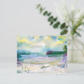 Waterverf landschapsschilderij. De zomerregen. Briefkaart (Staand voorkant)