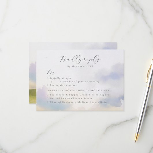 waterverf landschapswolken RSVP w maaltijdkeuzes (Voorkant / Achterkant in situ)