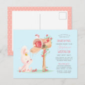 Waterverf Lange Afstand Baby Meisje Douche Per Mai Uitnodiging Briefkaart (Voorkant / Achterkant)