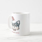 Waterverf Lange Haired Chihuahua Santa Christmas Koffiemok (Voorkant links)