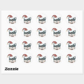 Waterverf Lange Haired Chihuahua Santa Christmas Ronde Sticker (Vel)