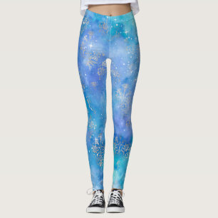 Waterverf langs de nachtelijke hemel Galaxy Blauwg Leggings