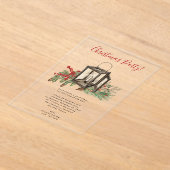 Waterverf lantaarn dennenbessen kerstfeest acryl uitnodigingen (Laagn)