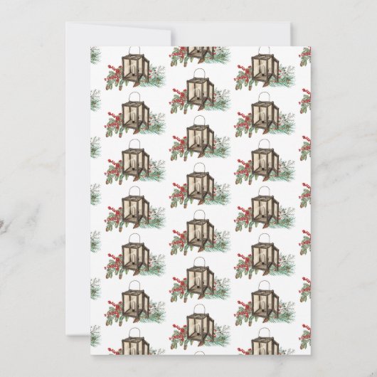 Waterverf lantaarn dennenbessen kerstfeest kaart (Achterkant)