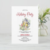 Waterverf Lantaarn en Baubles Holiday Party Kaart (Staand voorkant)