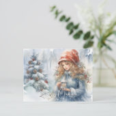 Waterverf lantaarn kerst fee feestdagenkaart (Staand voorkant)