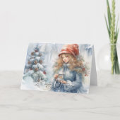 Waterverf lantaarn kerst fee vakantie kaart (Voorkant)