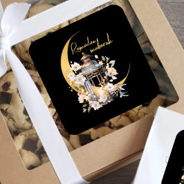 Waterverf lantaarn Ramadan Mubarak Vierkante Sticker