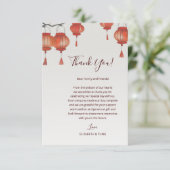 Waterverf Lantaarns Chinees huwelijk Bedankkaart (Staand voorkant)